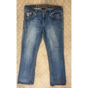 Rock Revival Jeans Women's Size 31 Betty Easy Boot Cut Dark Wash Bling Pockets